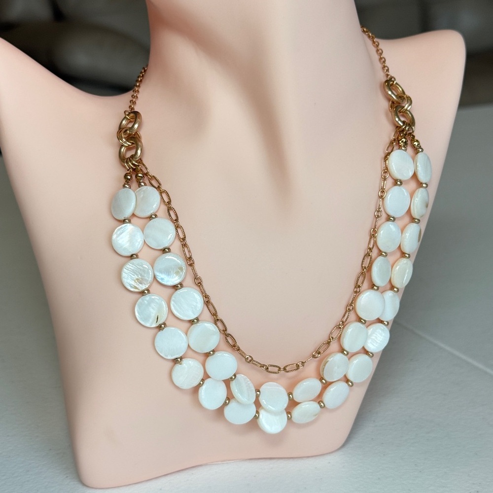 Elegant White Mother-of-Pearl Multi-Strand Necklace